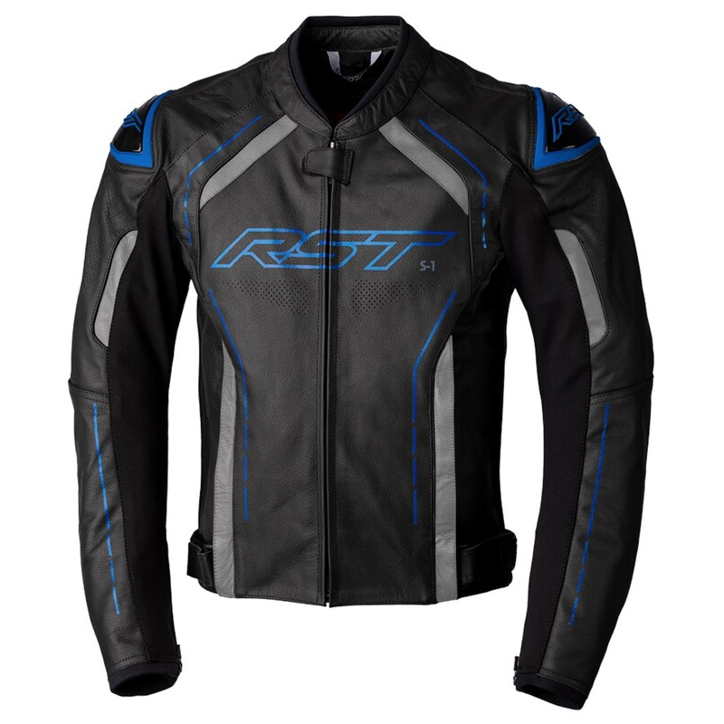 Veste RST S1 cuir - Noir-Bleu