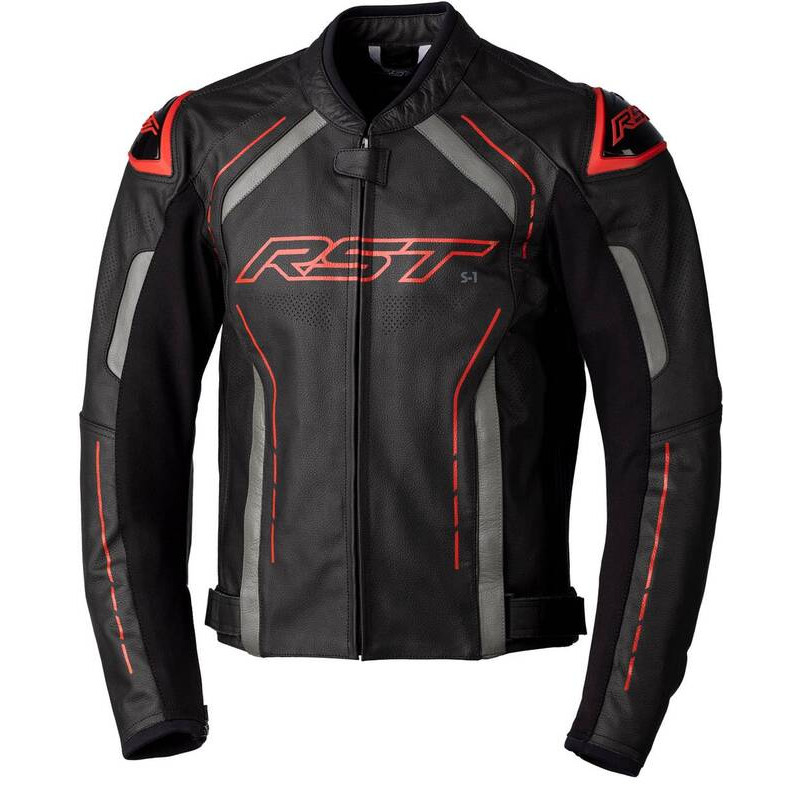 Veste RST S1 cuir - Noir-Rouge