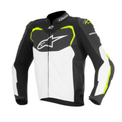 Blouson Cuir Alpinestars GP Pro - Noir-Blanc-Jaune