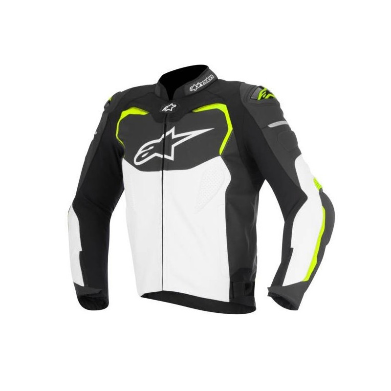 Blouson Cuir Alpinestars GP Pro - Noir-Blanc-Jaune