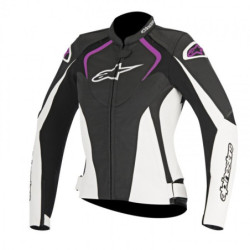 Blouson Cuir femme Alpinestars Stella Jaws - Noir-Blanc